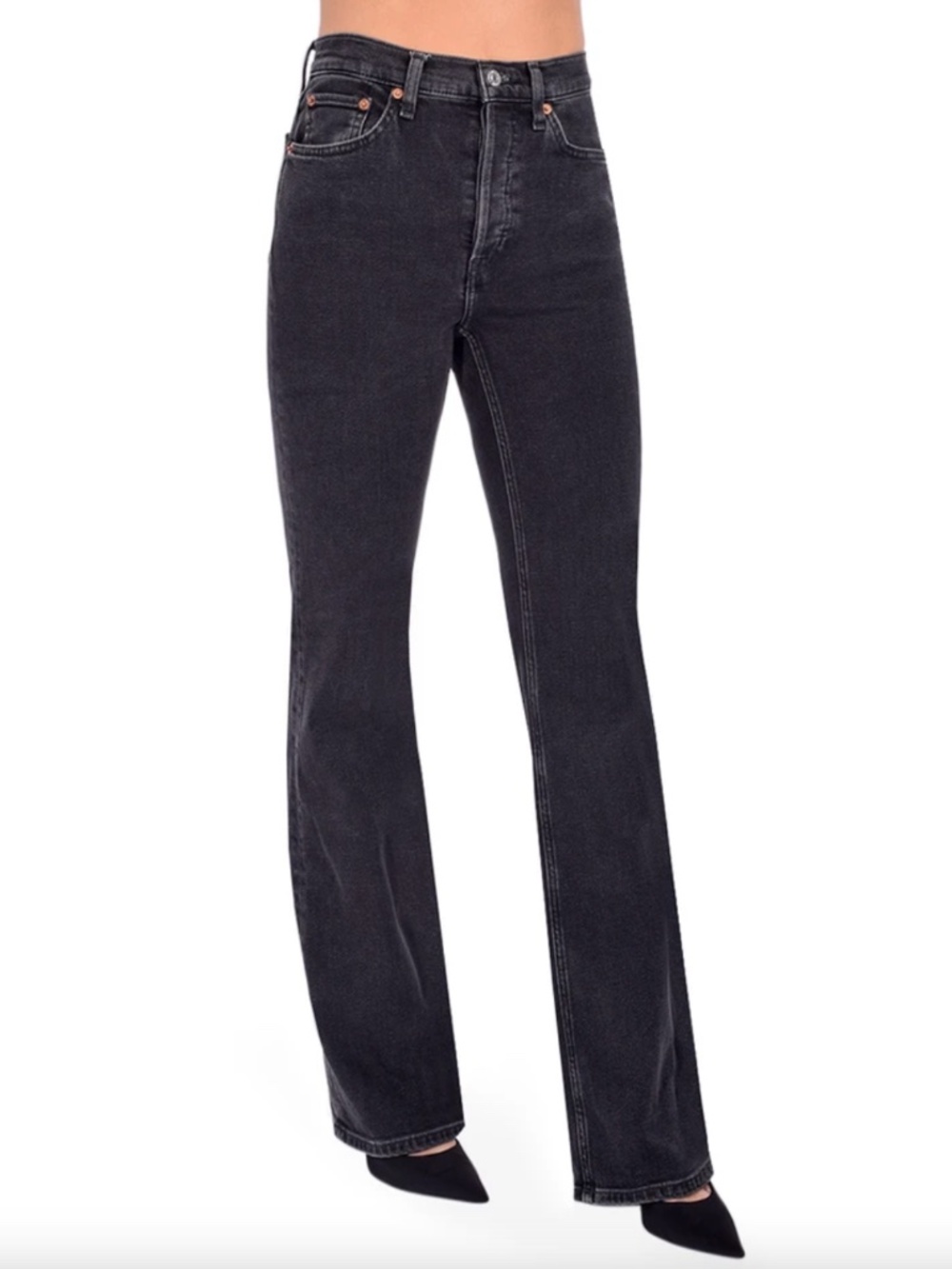 RE/DONE High Rise Bootcut Jeans in Broken Black